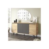 Aparador Moderno de 4 Puertas - Roble-Antracita - 160x40x78,5cm - Elegante Almacenamiento para Sala de Estar.