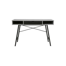 Mesa de Estudio y Trabajo con Cajones, Gris Cemento y Negro, 120x48x76cm, Patas Metálicas - Moderna y Duradera
