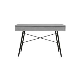 Mesa de Estudio y Trabajo con Cajones, Gris Cemento y Negro, 120x48x76cm, Patas Metálicas - Moderna y Duradera