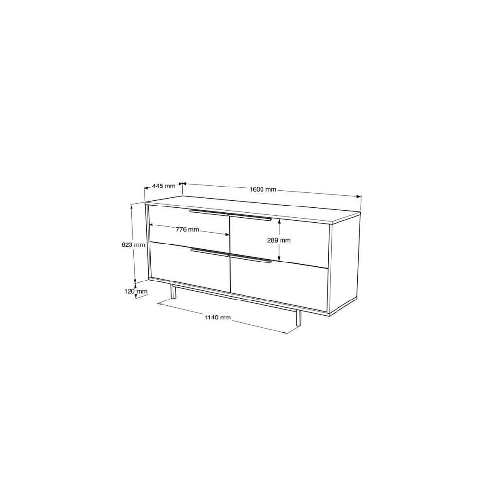 Buffet de Melamina en Color Blanco-Negro, Gran Resistencia