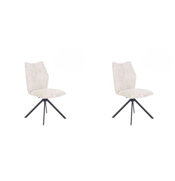 Pack de 2 Sillas Tapizadas en Tela Beige, Patas Negras, Asiento y Respaldo Ergonómicos y Acolchados Medidas 63x48x93 cm