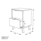 Mesita de noche 2 cajones Moderna acabado Gris/roble 56.5cm(alto) 40cm(ancho) 35cm(fondo)