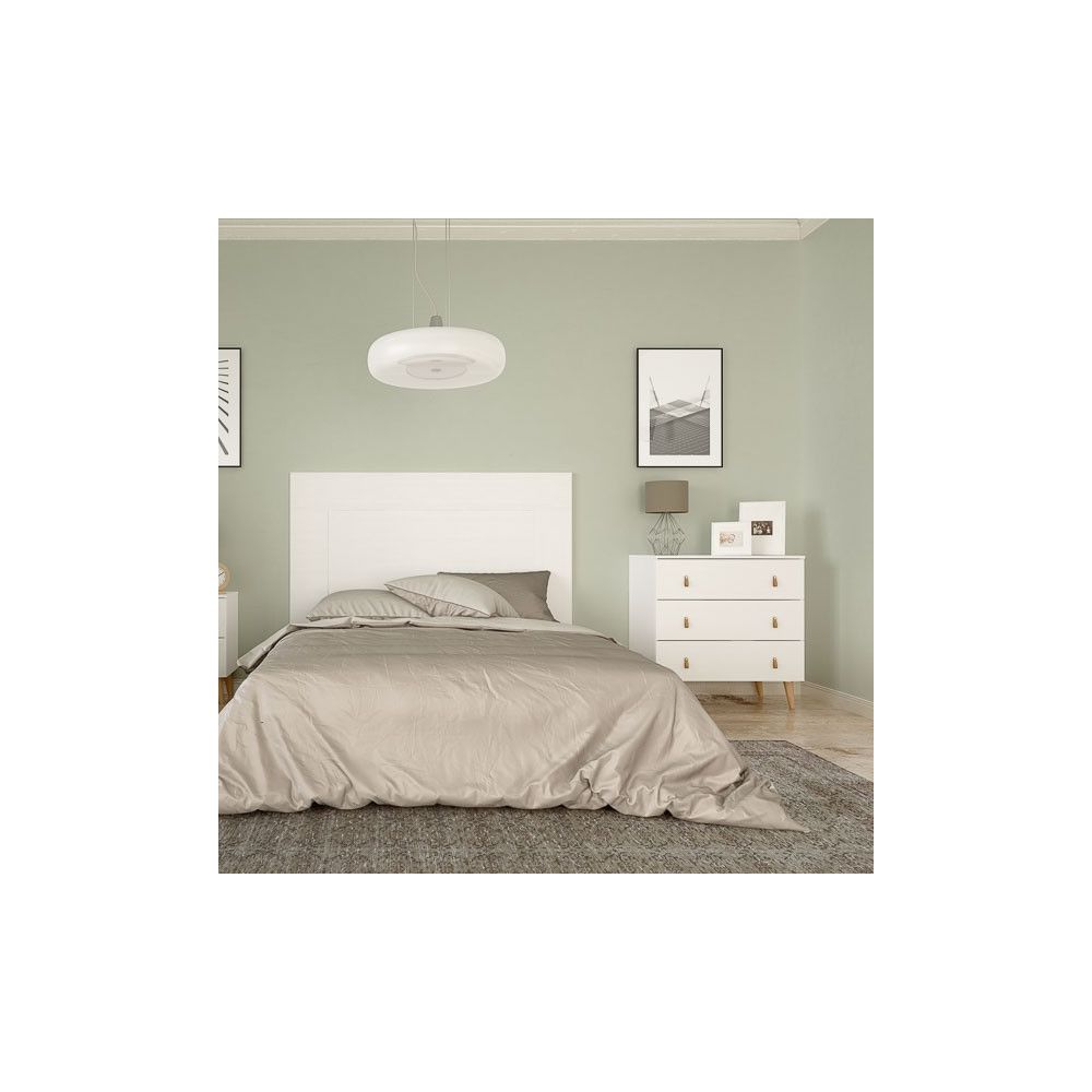 Cómoda con 3 Cajones, para Dormitorio, Acabado en Color Blanco, Medidas: 80 cm (Ancho) x 83,5 cm (Alto) x 48 cm (Fondo)