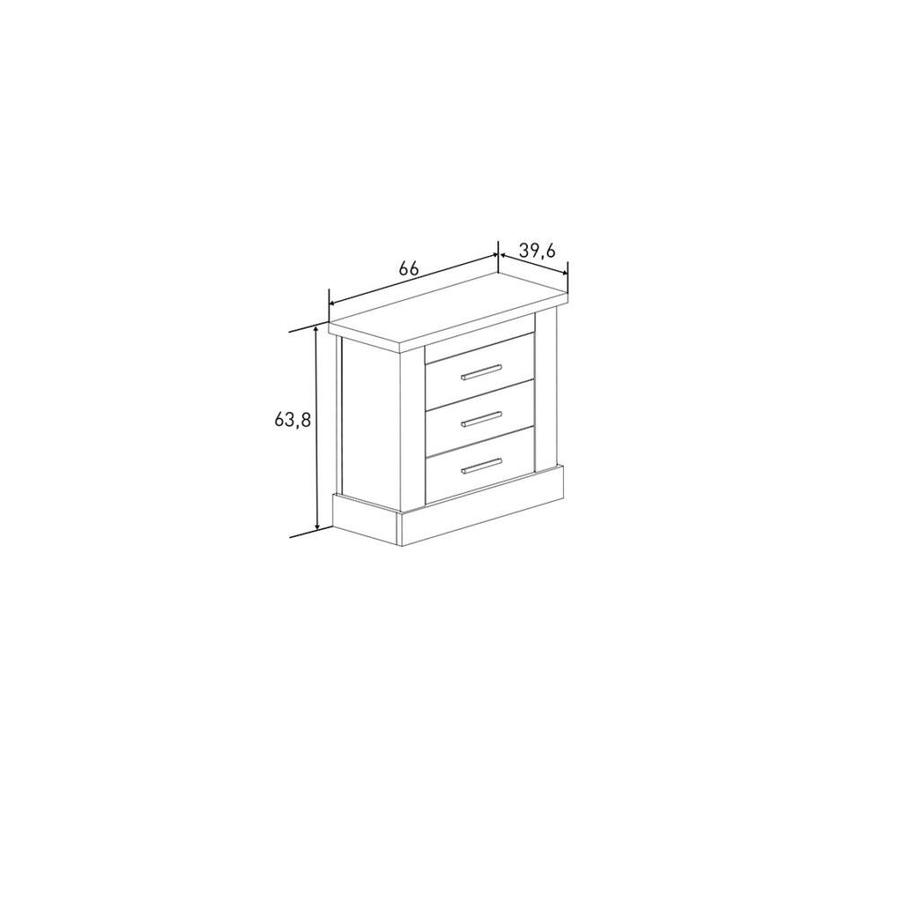 Pack de Muebles de Dormitorio Habitación Infantil con Cabecero, 1 Mesita de Noche 3 Cajones y Sinfonier en Color Mauvella Rayas
